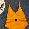 Fato de banho sexy com nervuras - monokini brasileiro - com cinto