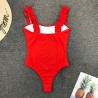 Fato de banho sexy com nervuras de uma peça - babados decorativos - push up