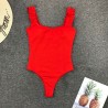 Fato de banho sexy com nervuras de uma peça - babados decorativos - push up