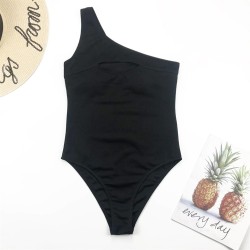 Fato de banho sexy com nervuras - fora do ombro - design recortado