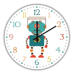 Elegante relógio de parede infantil - quartzo - design de robô retrô