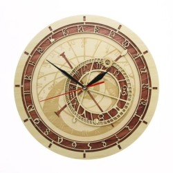 Relógio decorativo de parede de madeira - quartzo - astronomia de Praga/República Tcheca