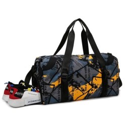 Bolsa de viagem elegante - com compartimento para sapatos - grande capacidade - à prova d'água - unissex - design de grafite
