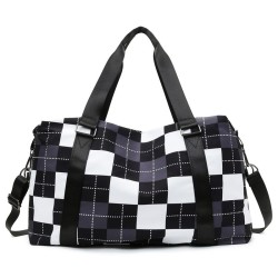 Elegante bolsa de viagem / academia - grande capacidade - à prova d'água - unissex - estampa xadrez