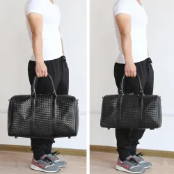 Fashionable travel bag - large capacity - leather - woven patternBags