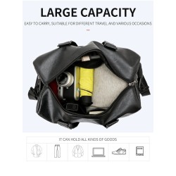 Fashionable travel / sport leather bag - with shoe compartment - large capacityBags