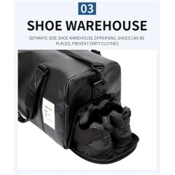 Fashionable travel / sport leather bag - with shoe compartment - large capacityBags