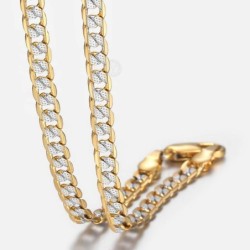 Colar da moda - corrente cubana - ouro e prata