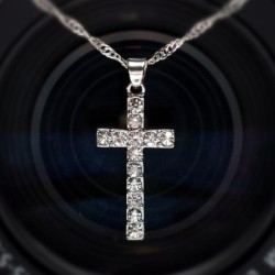 Silver necklace - with crystal crossNecklaces