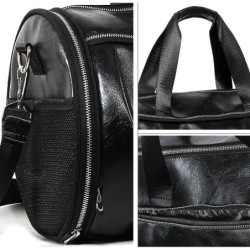 Stylish travel / sport shoulder bag - with shoe storage - large capacity - leatherBags