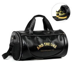Stylish travel / sport shoulder bag - with shoe storage - large capacity - leatherBags