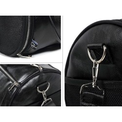 Stylish travel / sport shoulder bag - with shoe storage - large capacity - leatherBags