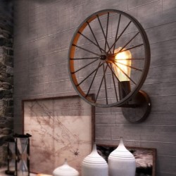 Arandela retrô - lâmpada de metal - design de roda industrial