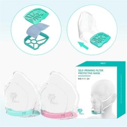 Máscara facial de silicone - filtro autoescorvante composto de 4 camadas - reutilizável - à prova de poeira - antibacteriano