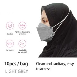 Protective face mask - 4-layer - disposable - anti-dust - anti-bacterial - cross loops - fish shape - 10 piecesMouth masks