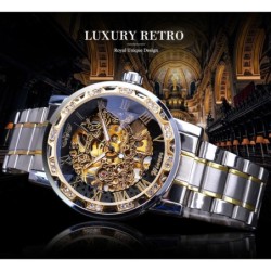 WINNER - relógio luxuoso - mecânico - luminoso - com diamantes - design de esqueleto transparente - com caixa