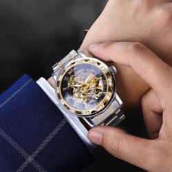 WINNER - luxurious watch - mechanical - luminous - with diamonds - transparent skeleton design - with boxWatches