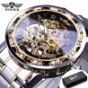 WINNER - luxurious watch - mechanical - luminous - with diamonds - transparent skeleton design - with boxWatches