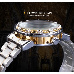 WINNER - relógio luxuoso - mecânico - luminoso - com diamantes - design de esqueleto transparente - com caixa