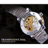 WINNER - luxurious watch - mechanical - luminous - with diamonds - transparent skeleton design - with boxWatches