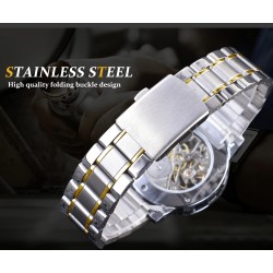 WINNER - luxurious watch - mechanical - luminous - with diamonds - transparent skeleton design - with boxWatches