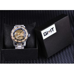 WINNER - luxurious watch - mechanical - luminous - with diamonds - transparent skeleton design - with boxWatches