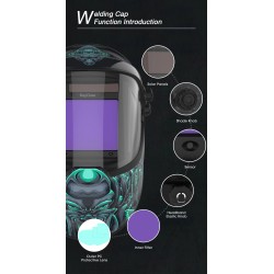 Capacete de soldagem com escurecimento automático - solar - bateria Li automática - cor verdadeira - 4 sensores