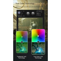 Capacete de soldagem com escurecimento automático - solar - bateria Li automática - cor verdadeira - 4 sensores