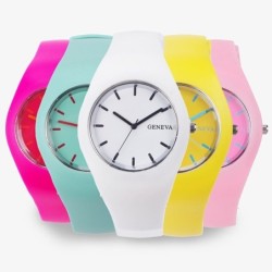 GENEVA - relógio de silicone colorido - quartzo - ultrafino - unissex