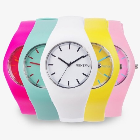 GENEVA - relógio de silicone colorido - quartzo - ultrafino - unissex