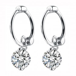 Brincos de argola com zircônias - prata 925