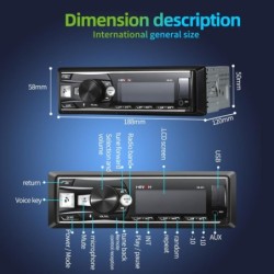 Car radio - remote control - removable panel - Bluetooth - 1DIN - 2.5 inch - 12V - FM - USB - AUX-IN - MP3Din 1
