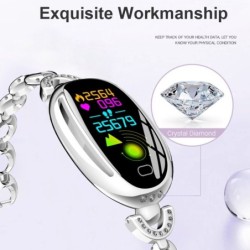 H8 Smart Watch - pulseira oca com diamantes - monitor de frequência cardíaca - rastreador de fitness - à prova d'água - Android