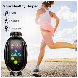H8 Smart Watch - pulseira oca com diamantes - monitor de frequência cardíaca - rastreador de fitness - à prova d'água - Android