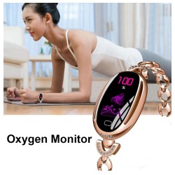 H8 Smart Watch - pulseira oca com diamantes - monitor de frequência cardíaca - rastreador de fitness - à prova d'água - Android