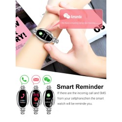 H8 Smart Watch - pulseira oca com diamantes - monitor de frequência cardíaca - rastreador de fitness - à prova d'água - Android