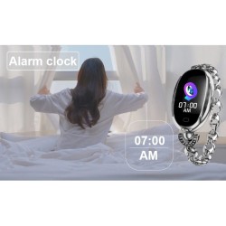 H8 Smart Watch - pulseira oca com diamantes - monitor de frequência cardíaca - rastreador de fitness - à prova d'água - Android