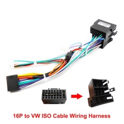 16 pinos para chicote elétrico da VW - plugue - conector ISO - para unidade principal de áudio do carro 2 Din - adaptador de cab