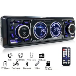 Auto-rádio Bluetooth - 1 DIN - USB - TF - FM - 60Wx4 - 12V