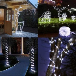Corda de LED alimentada por energia solar - guirlanda - luzes externas - à prova d'água - 7m - 12m