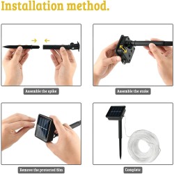 Corda de LED alimentada por energia solar - guirlanda - luzes externas - à prova d'água - 7m - 12m