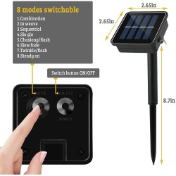 Corda de LED alimentada por energia solar - guirlanda - luzes externas - à prova d'água - 7m - 12m