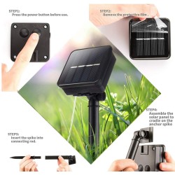Corda de LED alimentada por energia solar - guirlanda - luzes externas - à prova d'água - 7m - 12m
