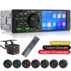 Rádio do carro 1 Din - tela sensível ao toque - controle remoto - câmera - Bluetooth - AUX - USB - TF
