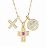 Necklace with three pendants - smiley face - cross - star - 925 sterling silverNecklaces