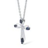 Colar elegante - cruz de cristal azul - prata de lei 925