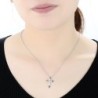 Colar elegante - cruz de cristal azul - prata de lei 925