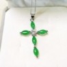 Colar de prata - pingente de cruz verde jade esmeralda - prata de lei 925