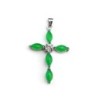 Colar de prata - pingente de cruz verde jade esmeralda - prata de lei 925