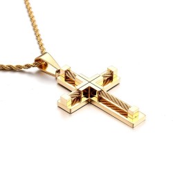 Stainless steel necklace - wire style cross pendantNecklaces